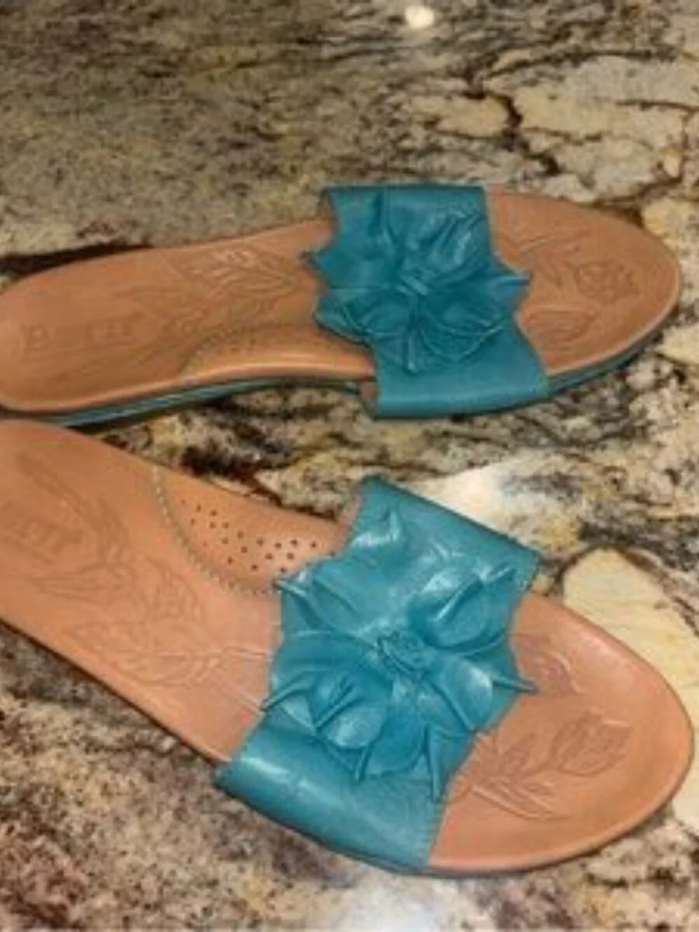 b.o.c. Teal Floral Slide Sandals - Picture 8 of 9
